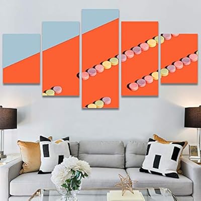 SIGNWIN 5 Panel Canvas Wall Art Abstract Colorful...