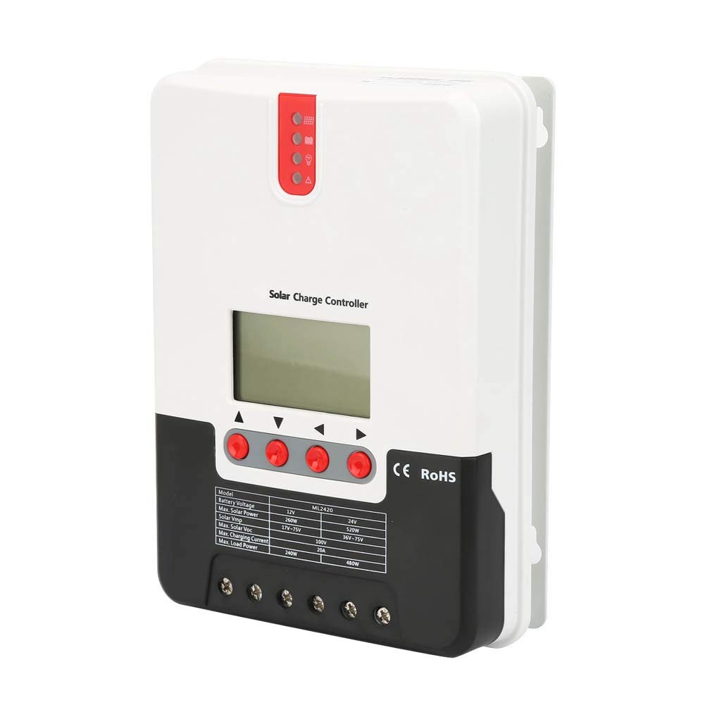 Regolatore di carica solare, regolatore di carica solare del pannello di controllo con display LCD, regolatore del pannello solare per prevenire il sovraccarico (ML2420)