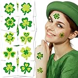 ArtCreativity St Patrick’s Day Tattoos with Glitter - Set of 50 - Individual Temporary Shamrock Tattoos in 5 Designs - St. Patrick’s Day Party Favors - St Patty’s Accessories