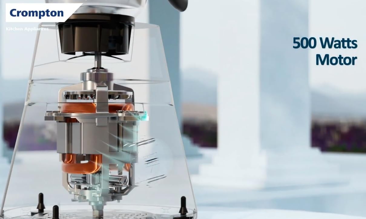 Crompton Nigella Pro 500W Mixer Grinder | 4 Jars (1.2L, 500ml, 400ml, 350ml) | 30 Min Continuous Grinding | Motor Vent-X Technology | Anti-Skid Base | Black | Life Active Series 4-Piece Versatile Jar System - product feature