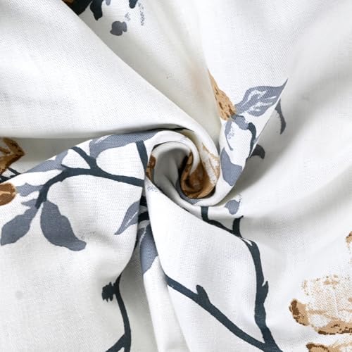 Image of Divine Casa Cotton King Size Bedsheet | 210 TC Soft Breathable Pigment Twill Satin Bed Sheet with 2 Pillow Covers | Luxury Bedding Set | 275 x 275 cm (White & Brown, Floral)