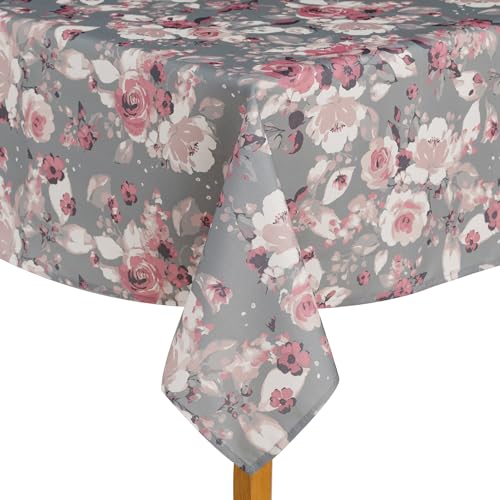 Essex - Tischdecke Patels, 130 x 180 cm, Tischtuch, 100% Polyester, Abwaschbar, Blumen - Grau