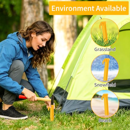 14 Piezas Estacas de Tienda de Plástico, Clavijas de Tienda de 5.7 Pulgadas con Gancho para Camping miniatura 5