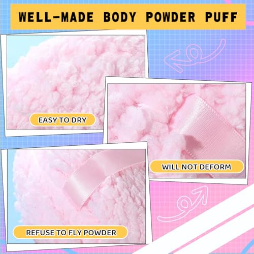 Image of MAYCREATE Body Powder Puff, 6 Inch Large Fluffy Pad With Ribbon Handle
