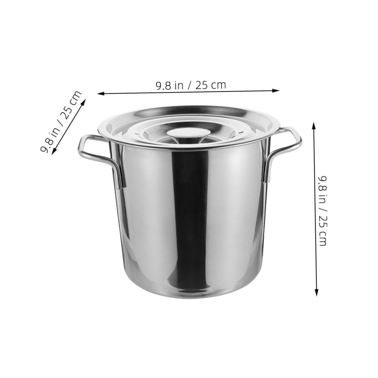 GARVALON Edelstahl Suppentopf mit Doppelgriffen und Deckel Rostfreier Großer Kochtopf Vielseitiger Metall suppeneimer für Küche und Induktion Langlebiges Kochgeschirr für Suppen und Wasser