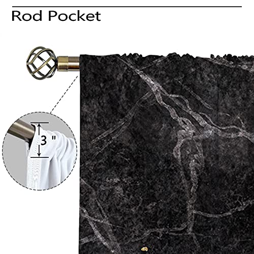 Uuz Black And White Marble Blackout Curtains For Boy Home Decor, Gold Abstract Art Rod Pocket Thermal Drapes Darkening Window Curtain Bedroom Living Room, 42 X 63 Inch #TOP4
