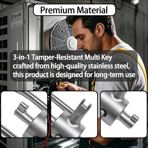 Image of HVAC Locking Cap Key, Locking Cap Tools for 410A & R22 Refrigerant Safety Caps, HVAC 3-in-1 Key for Vacuum Caps, Tamper-Resistant (3 Bits)