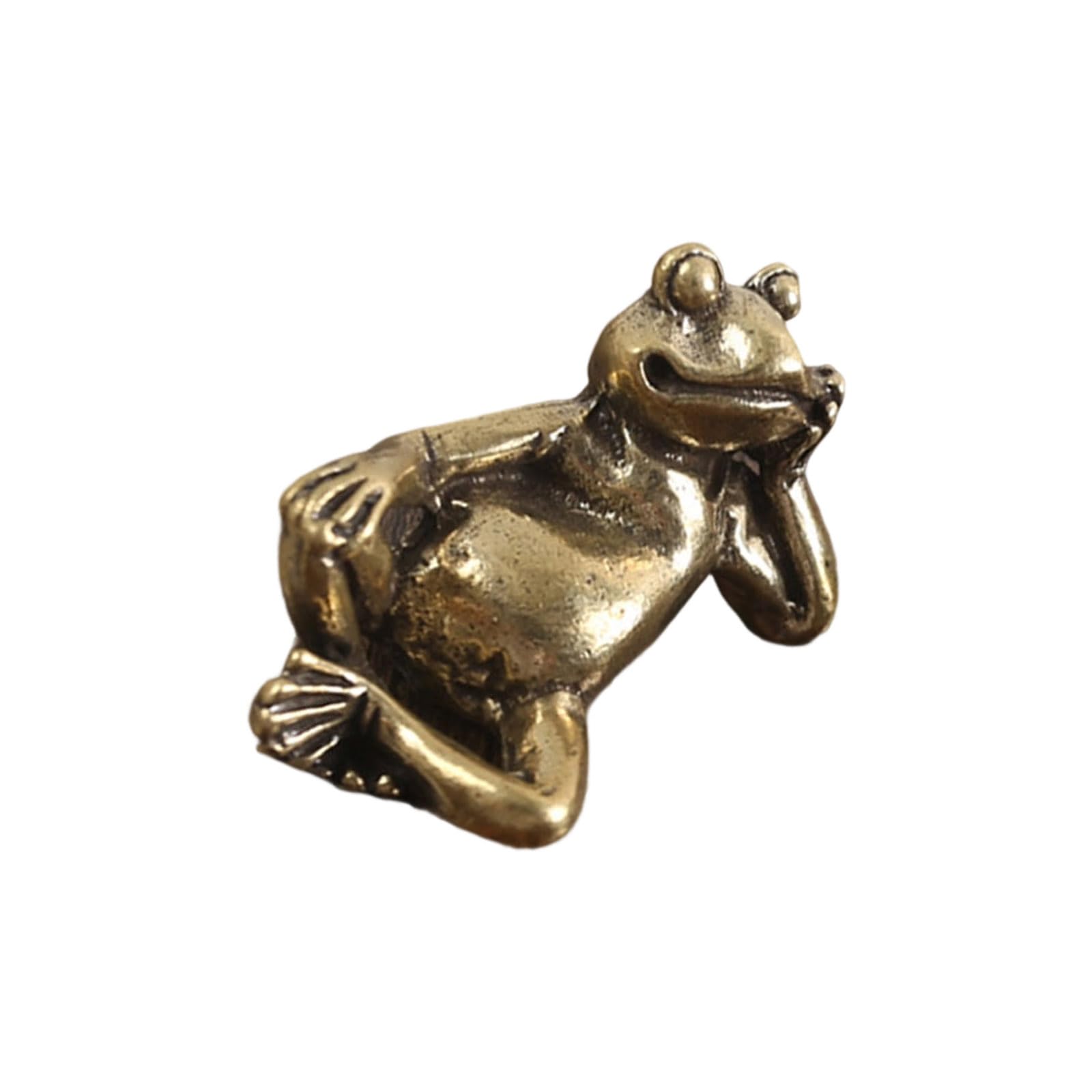 Hkfgdjdl Gold Solid Brass Frogs Sculpture Handcrafted Home Office Decors Lucky Fortunes Symbol Animal Miniature Figurine Ornament