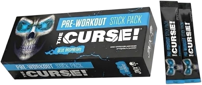 JNX SPORTS The Curse! Blue Raspberry Pre Workout Powder with Creatine Extreme Energy Preworkout for Men & Women 5 Servings L Citrulline, Beta Alanine & Caffeine for Pump, Strength & Focus