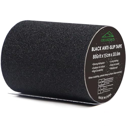 階段の滑り止めテープ、屋内および屋外の強いスリップ防止、タイル、木の床、具体的な床、テラゾー、建築現場のための屋外の安全落下防止テープ、黒、15cmx10.6m