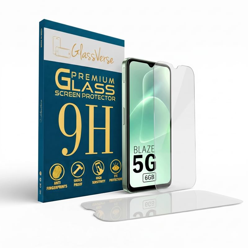 Image of GlassVerse PureView Tempered Glass for Lava Blaze 5G | Crystal Clear, 9H Hardness Screen Protector, Edge to Edge, Case Friendly, Hassle-less Installation Kit Included. (Pack of 2)