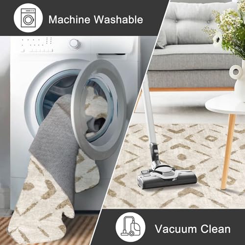 KILOCOCO Hallway Runner Rug 2x8 Runners for Hallways Printed Washable Runner Rug Non Slip Laundry Room Rugs Low-Pile Soft Runners for Bedroom Kitchen Living Room Boho Rugs, Pinkish Beige