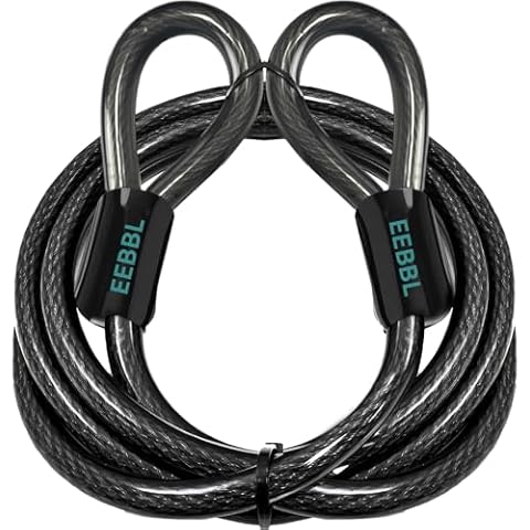 Heavy Duty Security Cable, Cables Lock Vinyl Coated Braided Steel with Sealed Looped Ends Double-Looped to accommodate Pad-Locks, u-Locks, Key Lock, or Disc-Locks, (4', 7', 10', 15', 30') (10-FT) Cover