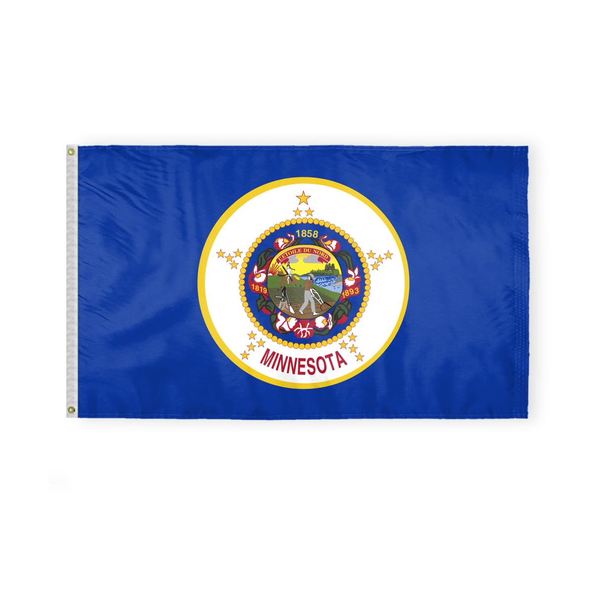AGAS Minnesota State Flag 3x5 Ft - Double-Sided, 3-Layer Fabric, Heavy-Duty 200 Denier Nylon Flag with Brass Grommets - Premium Quality. Correctly Readable on Both Sides - Ideal for Patriotic Indoor/