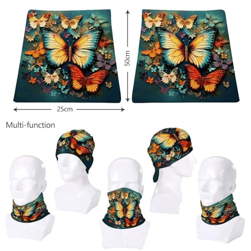 Neck Gaiter Face Mask Men Women, Colorful Flowers Butterflies Face Mask Scart Cover for Dust Wind Sun Protection2