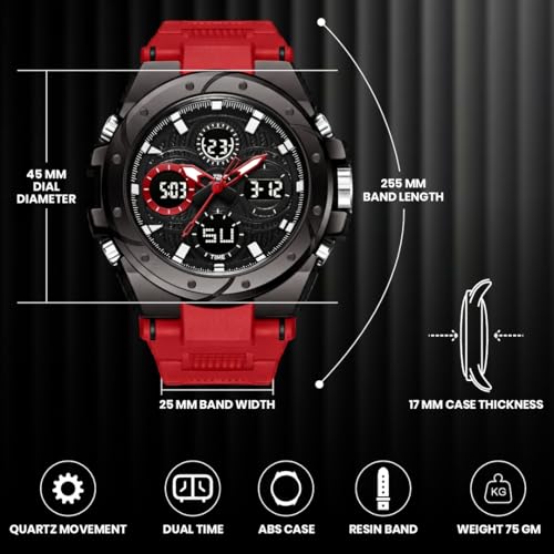 Image of V2A Stryke-VOLTRIX 5130 Analog-Digital Sports Watch for Men | Layered Dial Design | Bold Urban Performance Watch with 50M Water Resistance, Alarm, Stopwatch, Day-Date & Backlight