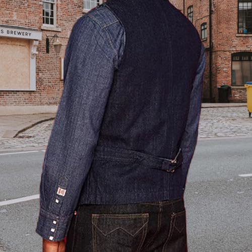 Men's Denim Vests Casual Slim Sleeveless Jacket Outdoor V neck Vests3