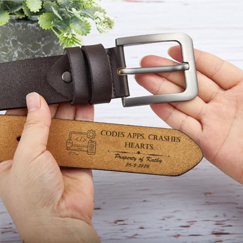 Leather Belt for Men, Custom Leather Belt for Boyfriend – Gift for Accountant Boyfriends 54Vi2G3