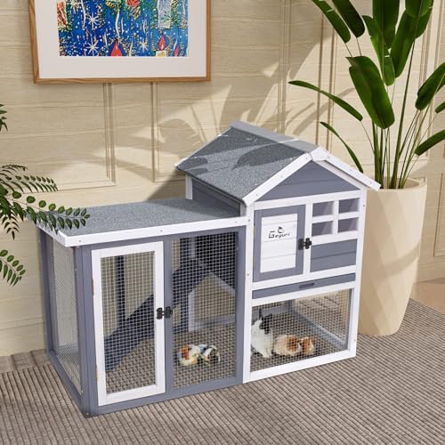GEGURI Gaiola de coelho para ambientes externos, gaiola de coelho para galinheiro com telhado à prov