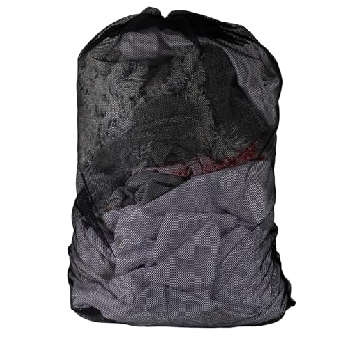 24x36 Inch Large Mesh Laundry Bag, Machine Washable Net Laundry Washing Bag with Drawstring for Home Hotel College Dorm Apartment Travel Camp (Black)