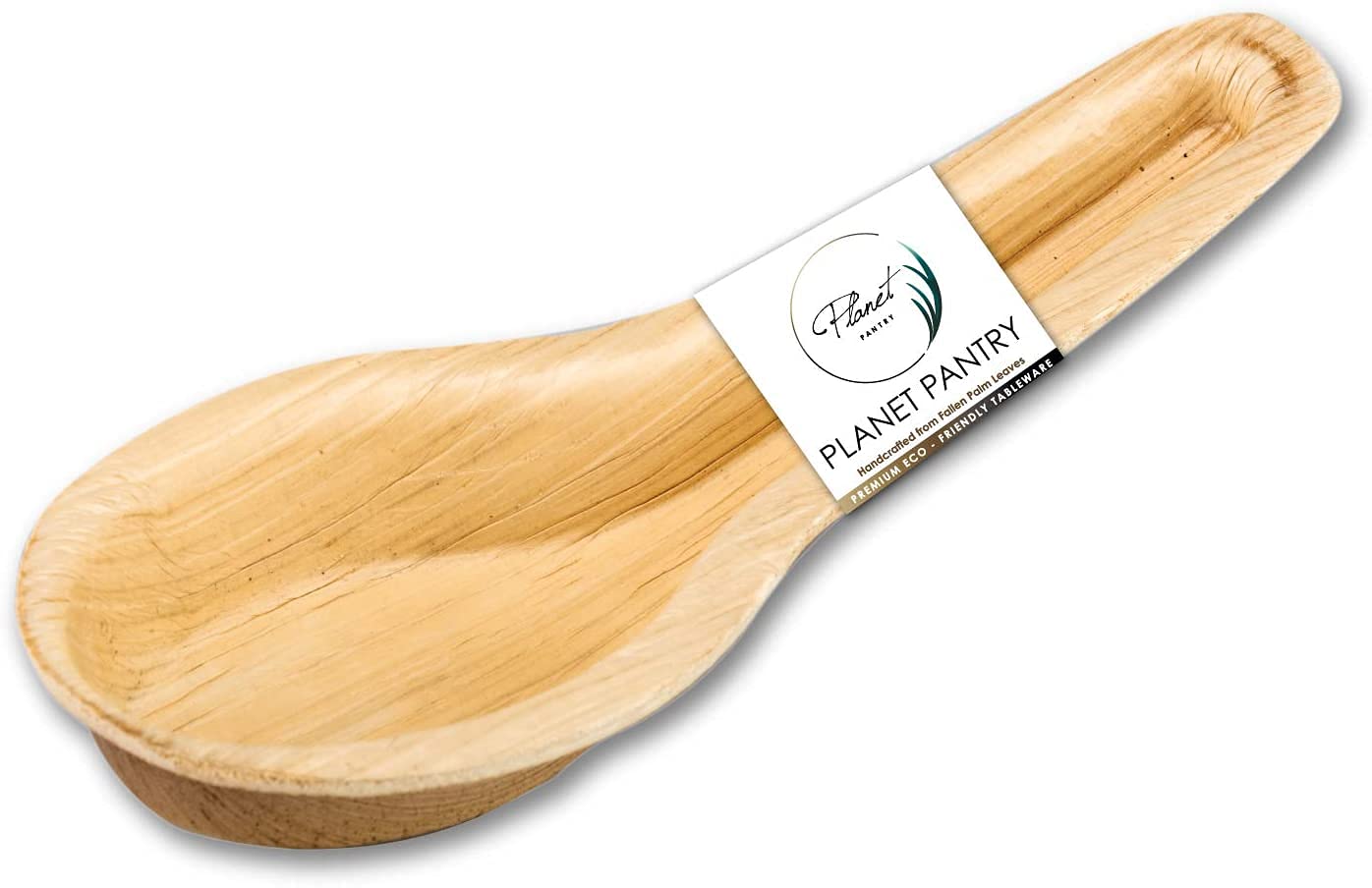 Planet Pantry Disposable Soup Spoon - Premium Palm Leaf Heavy Duty Eco-Friendly Wooden Style Cutlery (25 pc)