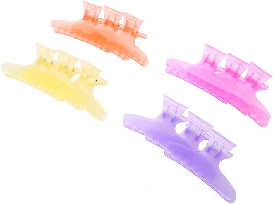 Butterfly Hair Clips, Strong Hold Hair Claws in Pure Colors for Thick Hair Hairdressing - 12pcs (02#)