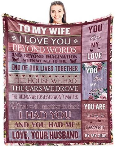 Punofell Wife Birthday Gift Ideas - Best Gifts Romantic for Wife from Husband - Wife Anniversary Blanket Gift for Her - Gifts for Wife Birthday/Christmas Valentines Unique Blanket 50" x 60"