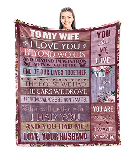 Punofell Wife Birthday Gift Ideas - Best Gifts Romantic For Wife From Husband - Wife Anniversary Blanket Gift For Her - Gifts For Wife Birthday/Christmas Valentines Unique Blanket 50" X 60" #TOP16