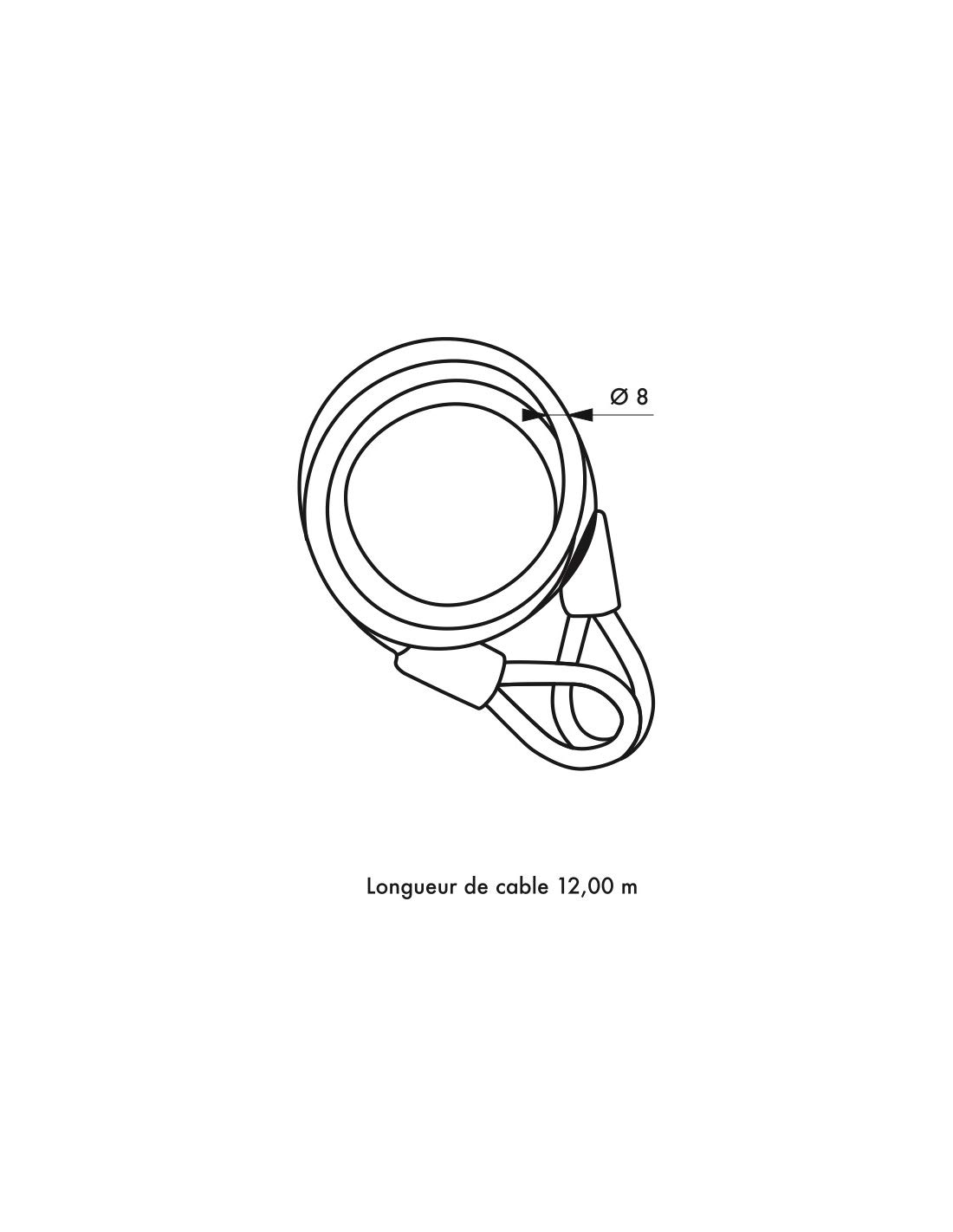 Cavo antifurto Twisty, bicicletta, casette da giardino, Ã˜ 8, 12,00m, guaina in PVC acciaio - THIRARD
