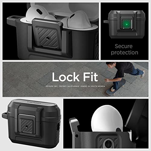 Spigen Lock Fit Designed For Airpods Pro 2Nd Generation Case With Secure Lock Clip (2022), Airpods Pro 2 Case Cover With Keychain - Black #TOP1