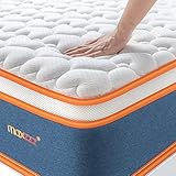 Maxzzz Mattress King, Spring Mattress Gel Memory Foam Hybrid Mattress Medium Firm Bed Mattress Designed for Improving Back Pain Relief and Deep Sleep (White Blue 10inch, King)