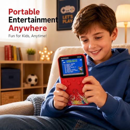 Image of G620 Handheld Game Console for Kids with 500 Built-in Retro Games, 3.0 Inch Colour LCD Screen, Rechargeable Portable Video Game Player with TV AV Output, USB Charging Cable, Multicolour