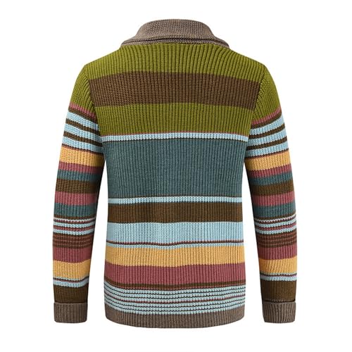 Men's Pattern Knitted Cardigan Sweaters Shawl Collar Button Knit Sweater Printed Long Sleeve Open Front Cardigans3