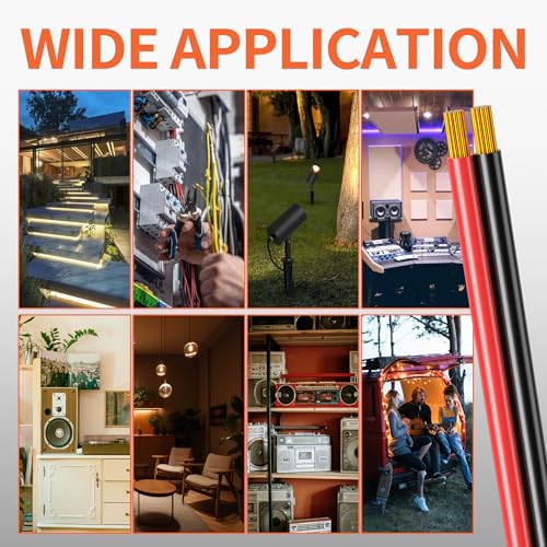 Image of 30FT 16AWG, 16 /2 AWG Red Black Hookup Electrical Wire LED Strips Extension Cord 12V /24V DC Cable, 16 Gauge Wire 2 Conductors Flexible Low Voltage Cable for in-Home, Autos, Schools use