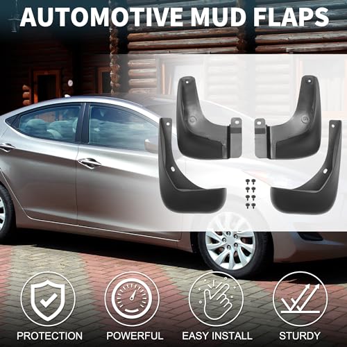 Image of Mud Flap Splash Guard for Hyundai Elantra 1.8L 2011-2016 Durable | Front & Rear Side Mudflaps with Mount Accessor 1 Set
