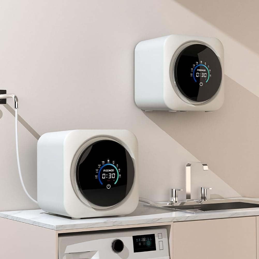 FURLOU Lavatrice Portatile, Lavatrice a Tamburo da 3,5 Litri e Centrifuga, Lavatrice per Mini Calzini Completamente Automatica, 14 Programmi di Lavaggio E Asciugatura, per Appartamento o Dormitorio
