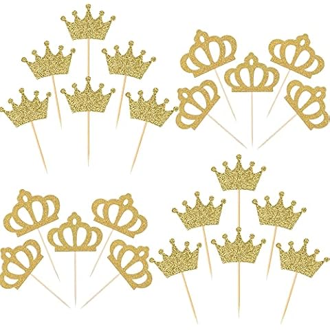 20PCS Cupcake Toppers Star Glitter Gold - for Birthday Party, Baby Shower, Wedding Party Supplies Cover