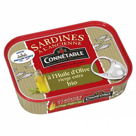 Sardines à l'huile d'olive vierge extra sans arêtes Connétable lot de 4 boîtes 115g de poisson