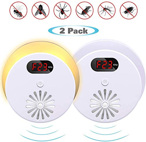 Oxsaytee Ultraschall-Schädlingsbekämpfer, 2PCS Mäuse Ultraschall Vertreiben Pest Repeller Automatische Frequenzumwandlung & Nachtlicht, Mückenschutz Rattenabwehr Gegen Mücken Fliegen Kakerlaken