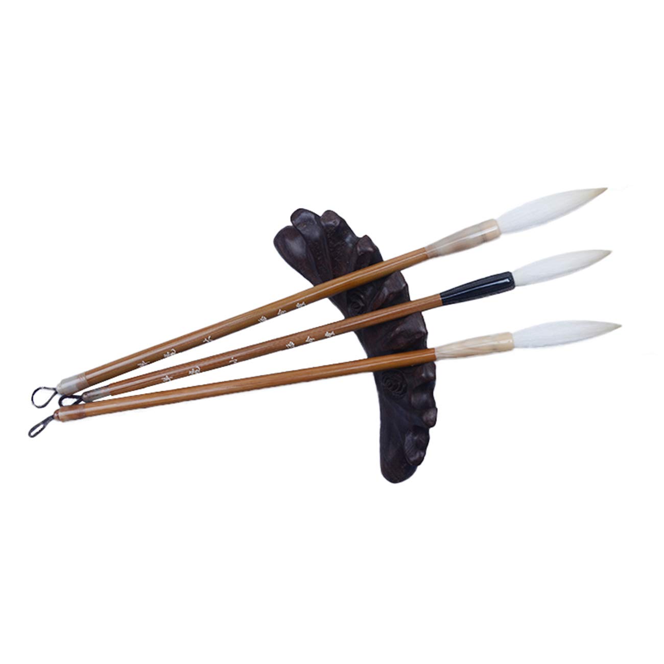 Handmade Chinese Calligraphy Bamboo Pure Goat Hair Sumi Ink Brush Set 3pcs-image-4