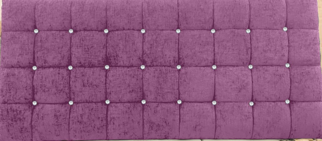Affordable Luxury 24" Omega Cubed Headboard with Crystal Diamantes in Soft Chenille (Plum, Small Single - 2ft6)
