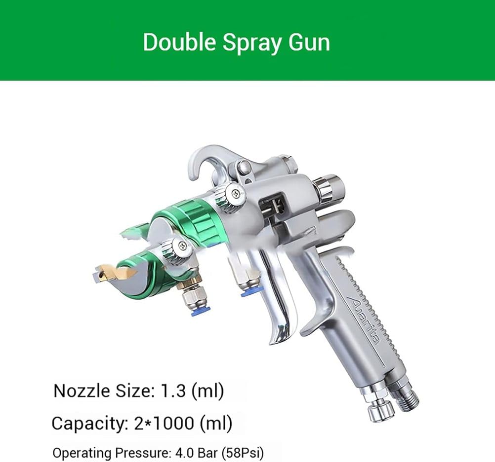 Dwugłowicowy pneumatyczny pistolet natryskowy z podwójną dyszą pistolet natryskowy konstrukcja dostawy ciśnienia nadaje się do gładkiej obróbki powierzchni w mechanice