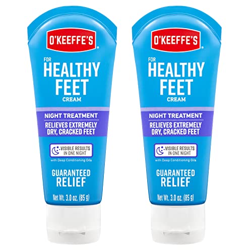 O’Keeffe’s for Healthy Feet Night Treatment Foot Cream; Guaranteed Relief for Extremely Dry; Cracked Feet; Visible Results in 1 Night; 3.0 Ounce Tube; (Pack of 2)
