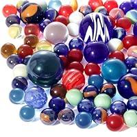 SallyFashion 85PCS Glass Marbles for Kids, with Drawstring Bag, Assorted Sizes for Party Favor Stocking Stuffer, Board Game, Planet Theme