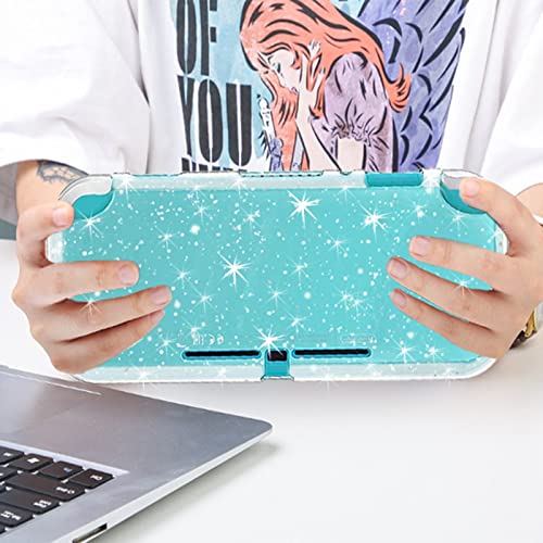 Switch Lite Accessories Carrying Case Set, Switch Lite Storage Bag With Tpu Glitter Protective Cover And 6 Pcs Thumb Grips Caps Animal Crossing - Green #TOP4