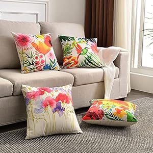 Outdoor Decorative Throw Pillow Cover 18x18 Inch, Patio Flower Pillow Cushion Cases for Couch, Sofa, Bed (Insert Not Included) – 4 Packs Outdoor Decorative Throw Pillow Cover 18×18 Inch Patio Flower Pillow Cushion Cases for Couch Sofa Bed Insert Not Included–4 Packs