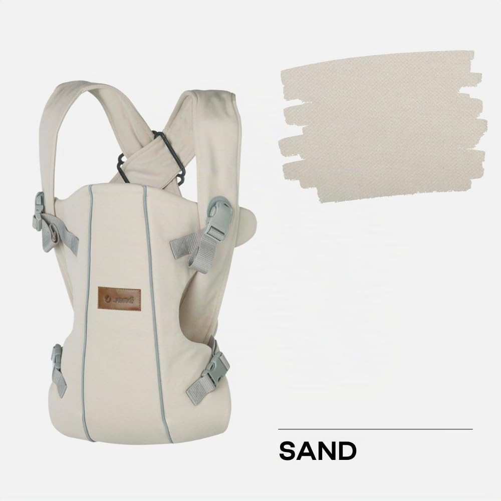 Jané Dual Ergonomische Babytrage, Ab Geburt (3,5–15 kg), 3 Tragepositionen, Gepolstert und Atmungsaktiv, Beige