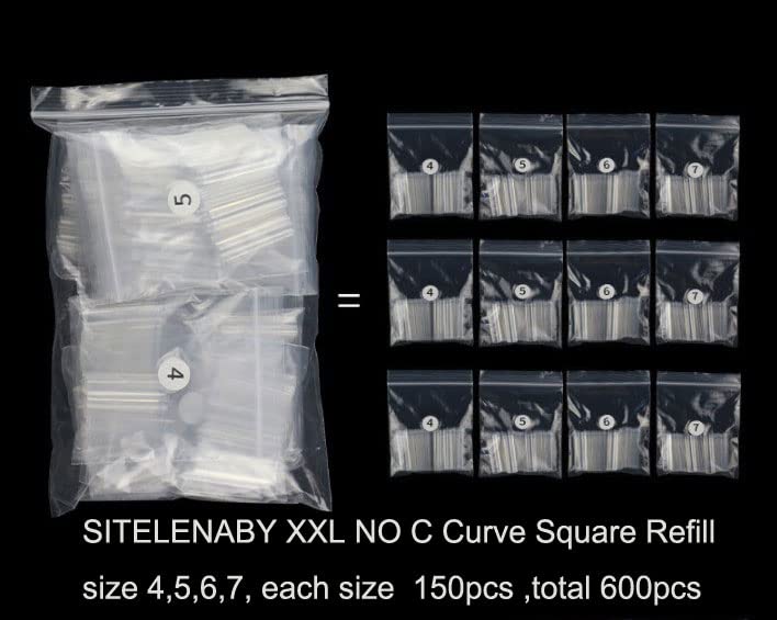 SITELENABY Clear Acrylic Square Nail Tips - 600pcs