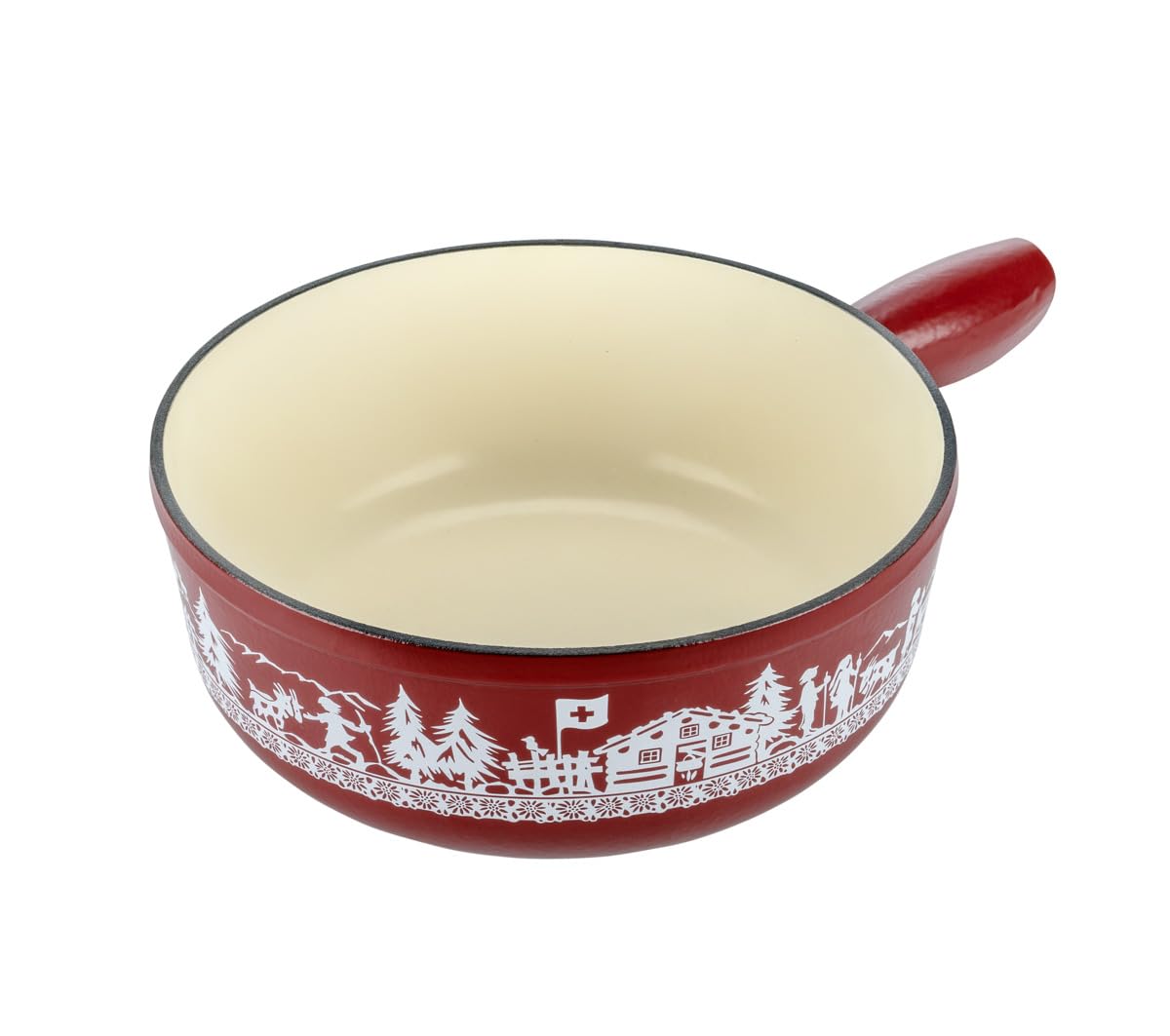 Kuhn Rikon Red Caquelon Induction Cast Iron Alpine Willow Mini Diameter 17 Cm
