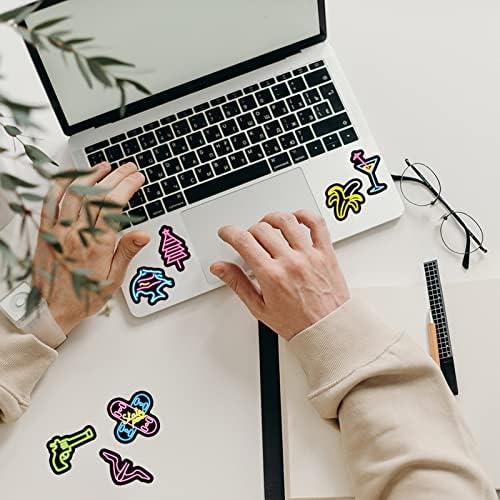 cobee Personalised Stickers,100 Pieces Cool Neon Stickers Aesthetic Sticker Waterproof Vinyl Graffiti Decals for Teens Laptop Skateboard Bike Car Water Bottle Helmet Luggage Guitar